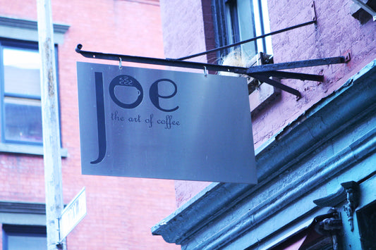 First Joe Coffee Logo on Waverly Place sign