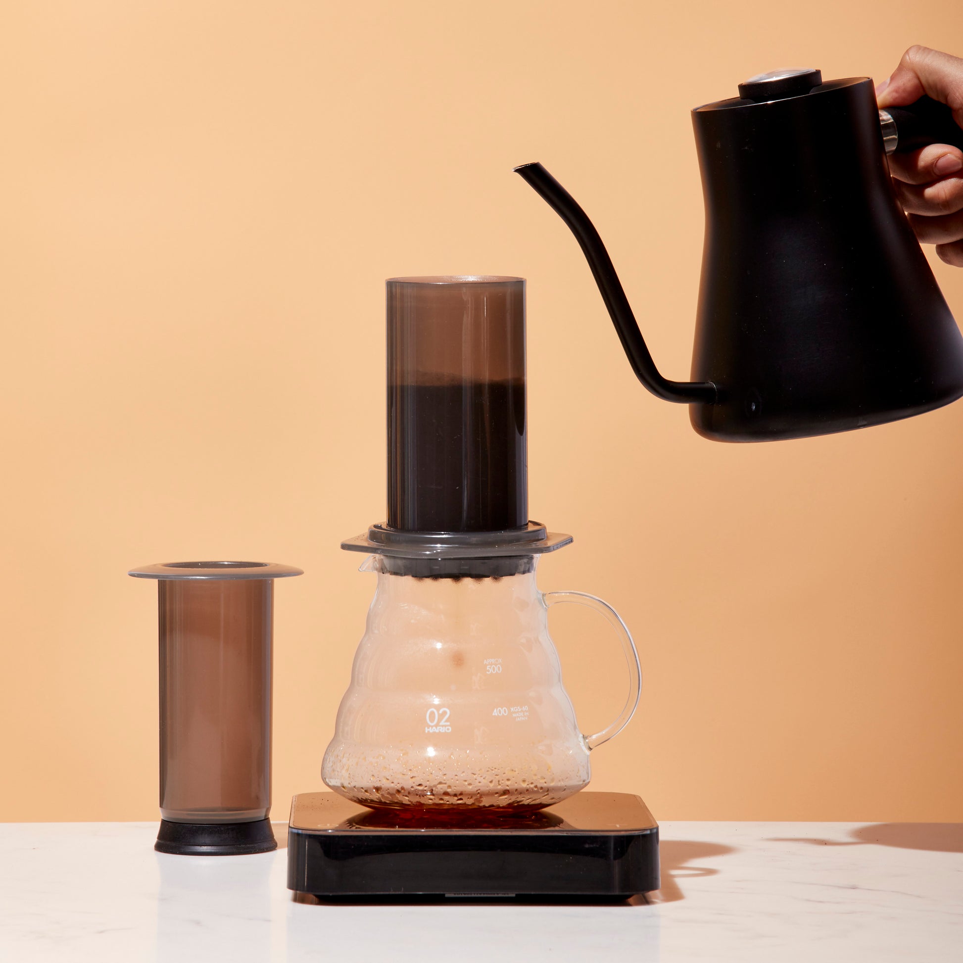 water into aeropress