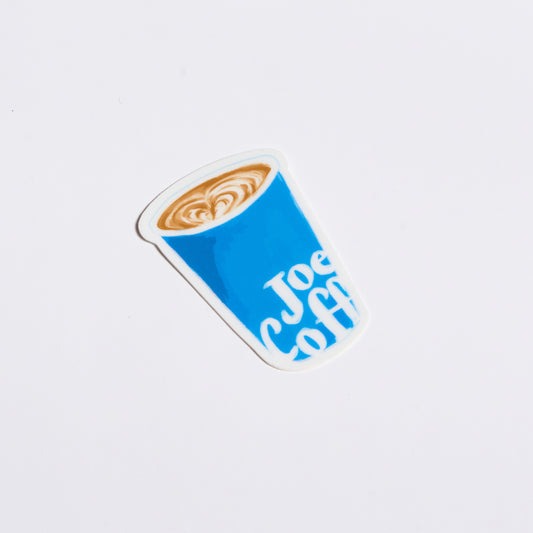 Sticker of a Joe Coffee Cup with latte art