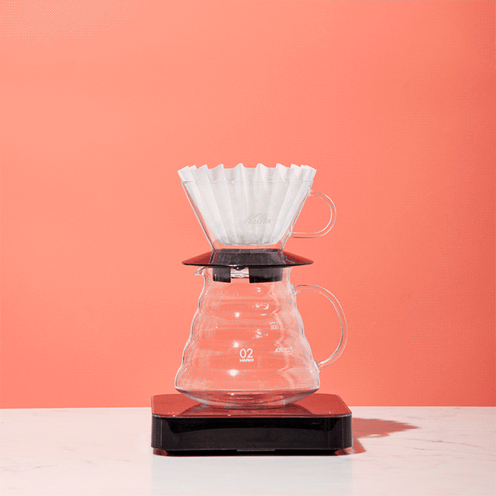 Fellow Kettle pours hot water over a Kalita Wave filter