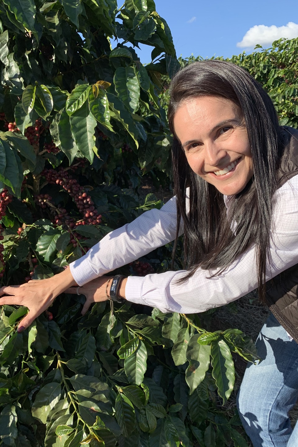 Mariana Veloso with her coffee trees