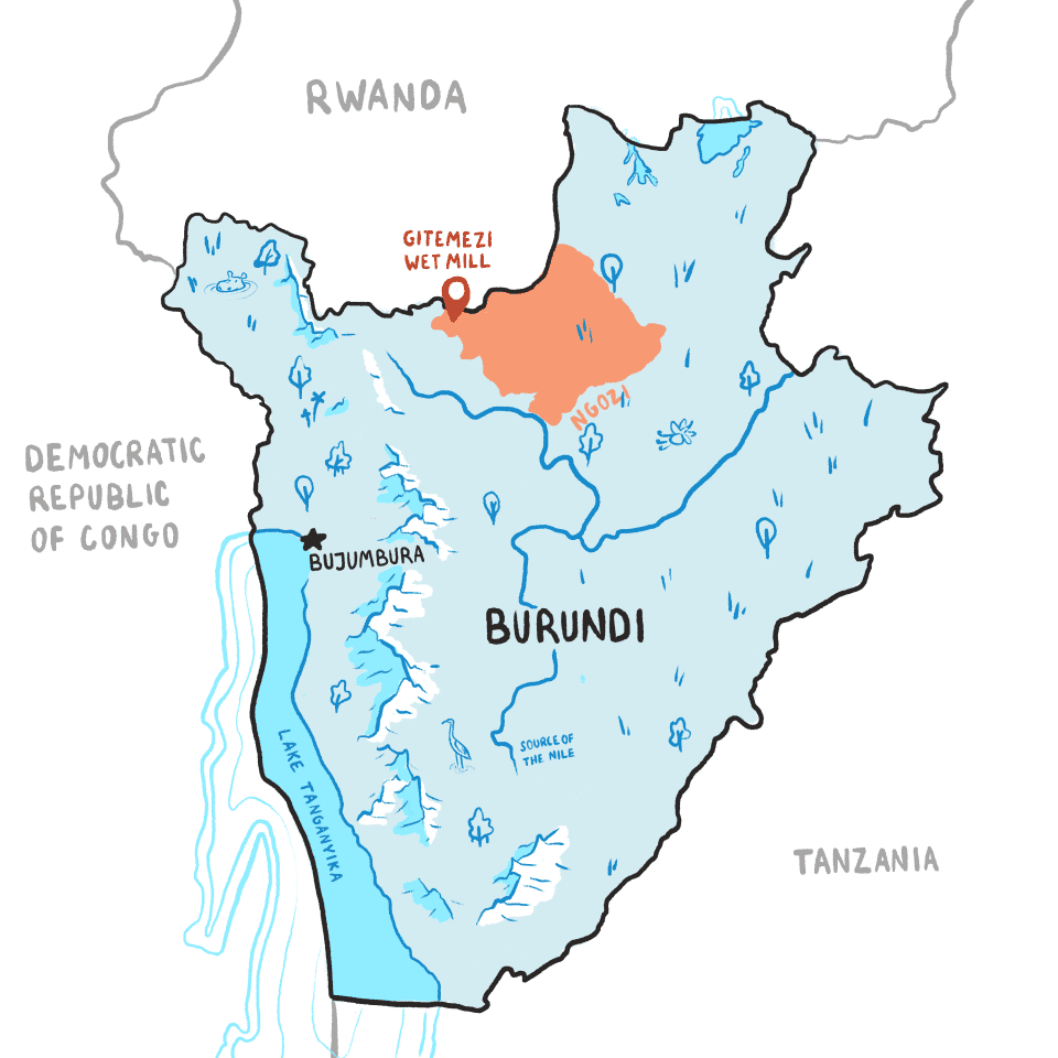 Burundi map hand drawn