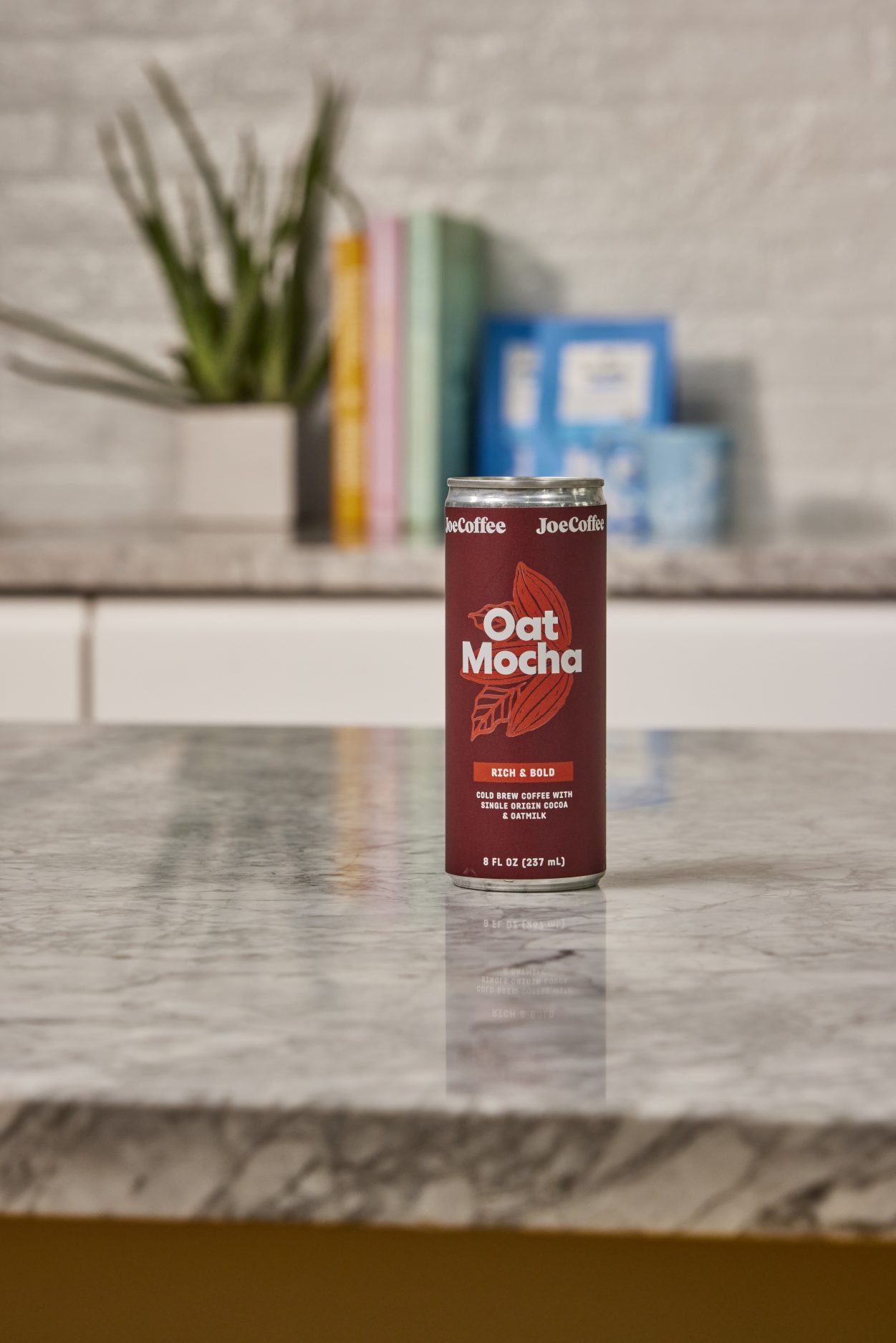 Oat Mocha can sitting on kitchen counter