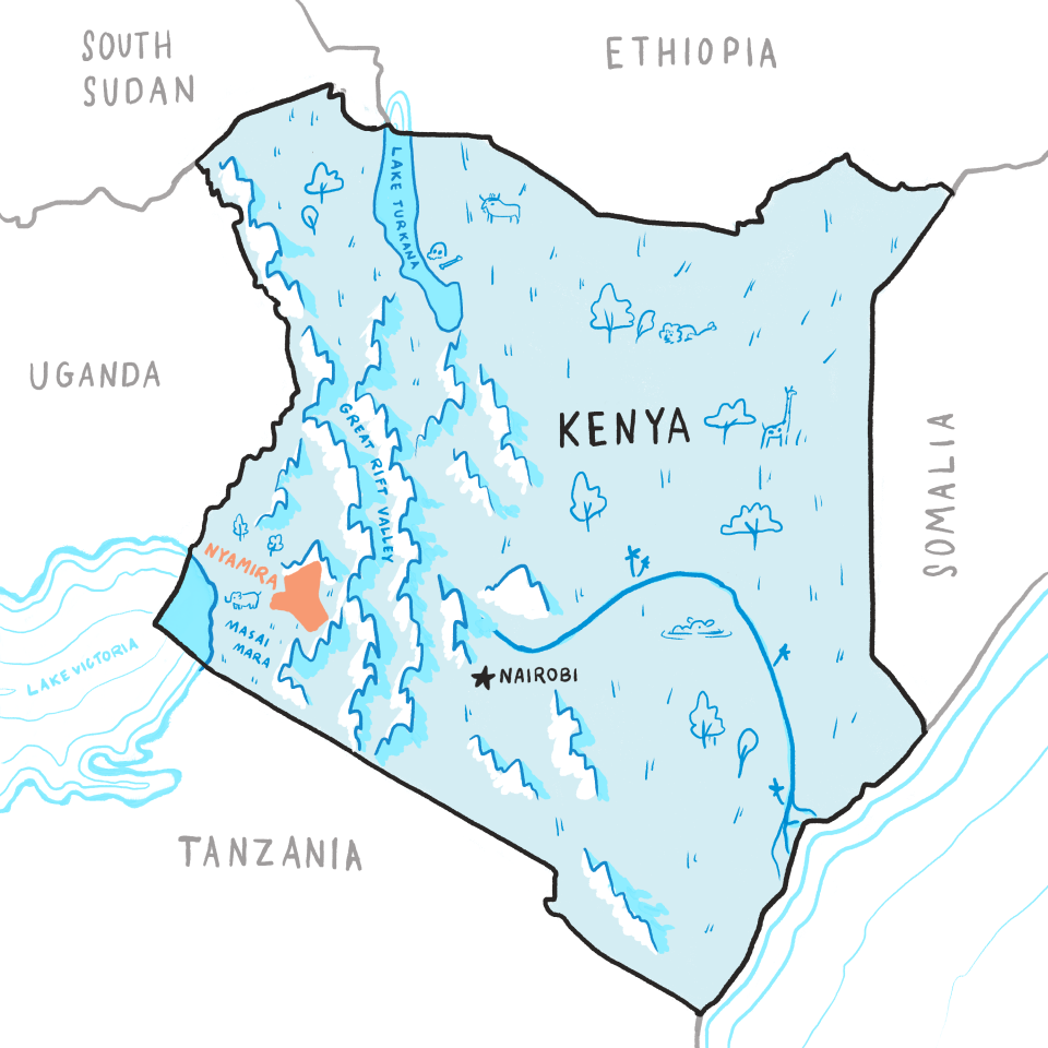 Map of Nyamira County, Kenya