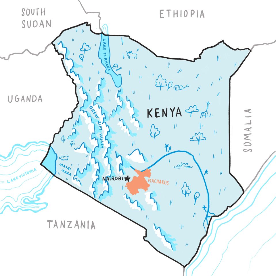 Map of Machakos County, Kenya